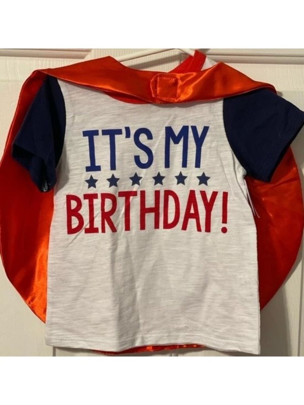 Mud Pie 24m 2T NWT Birthday Shirt Cape Set 1st 2nd bday 1 2 red navy blue star